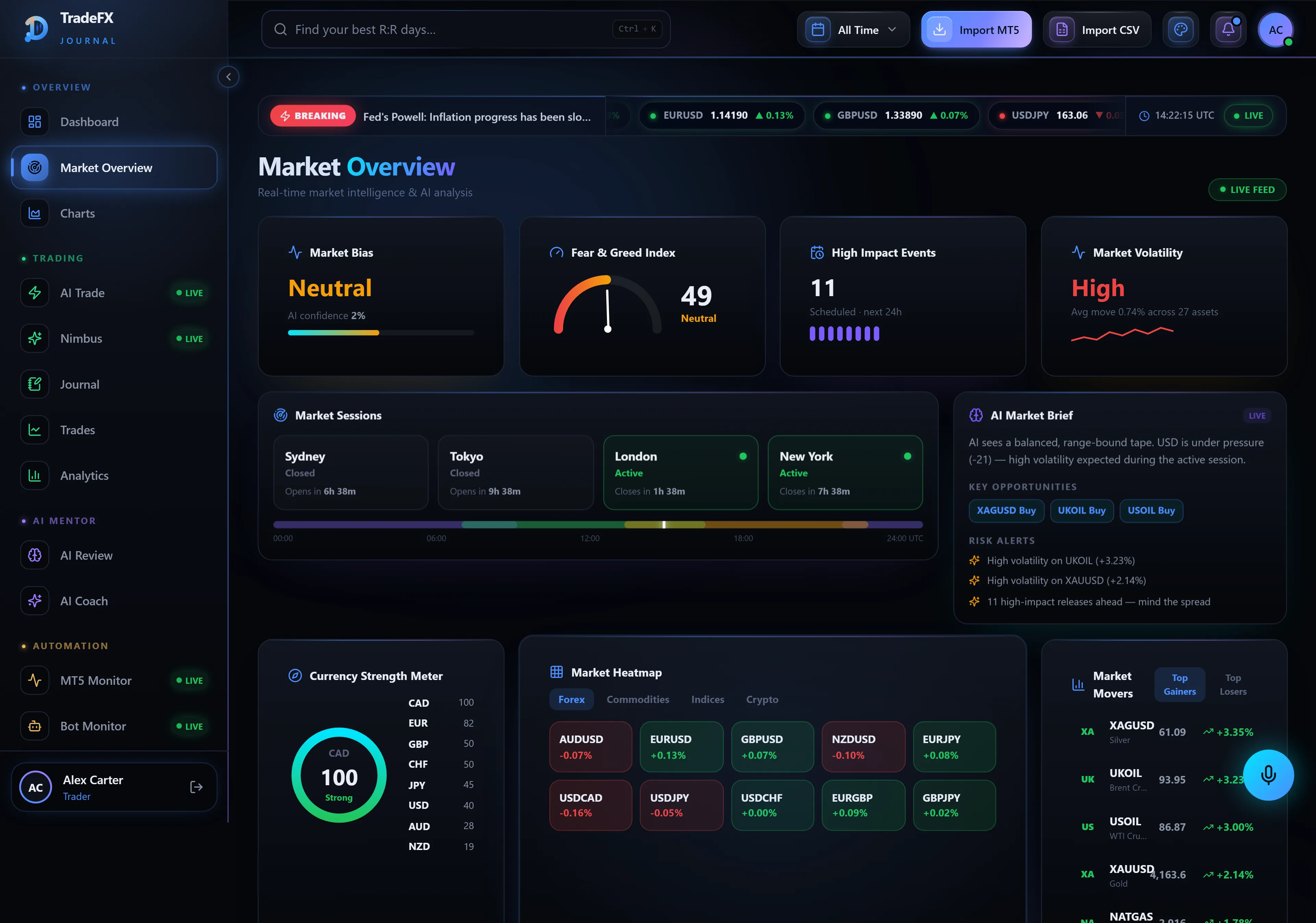 TradeFX Journal market overview